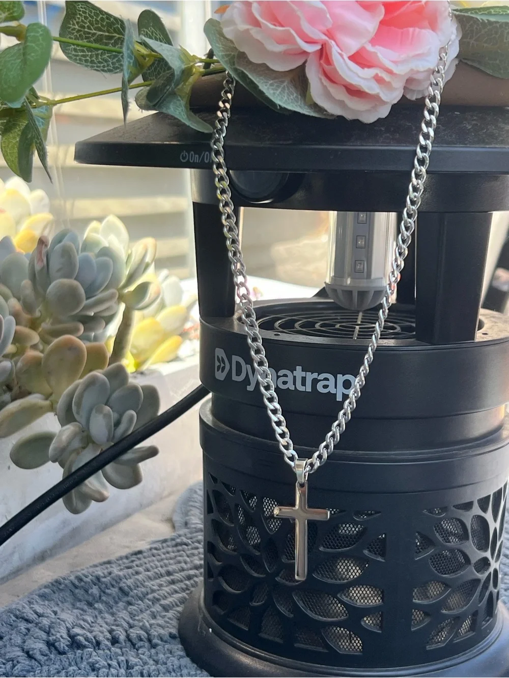 Men's Silver Cross Pendant Necklace - Polished Stainless Steel